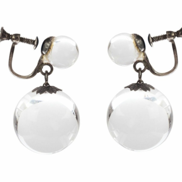 Art Deco Pools of Light Dangle Ball Earrings